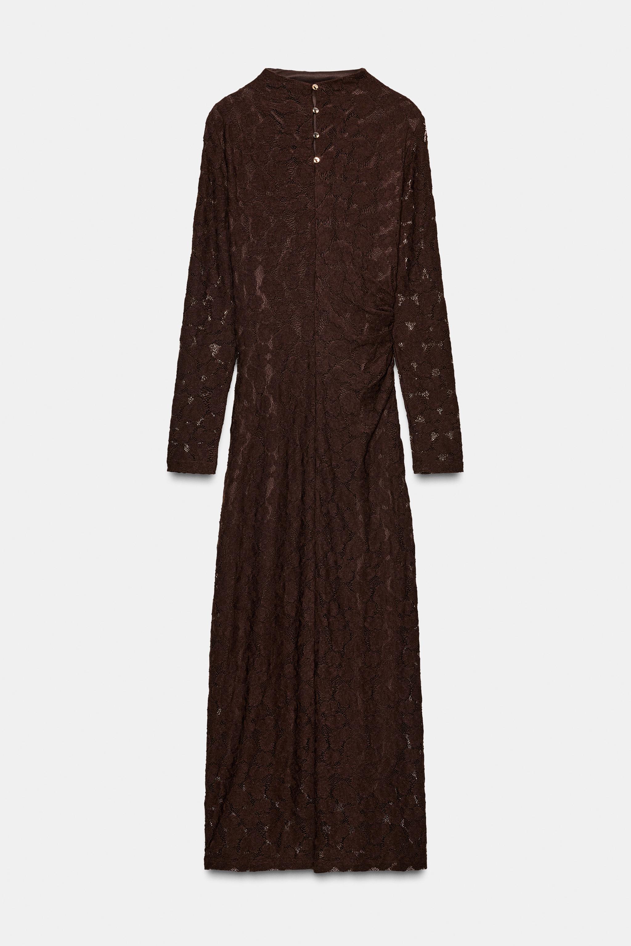 POINTELLE DRAPED MIDI DRESS